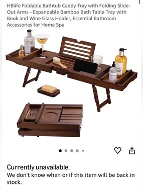 NWT Multipurpose Bathtub Caddy Tray - Brown
